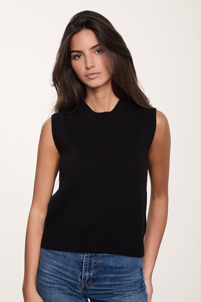 Gilet girocollo doppio filo puro cashmere