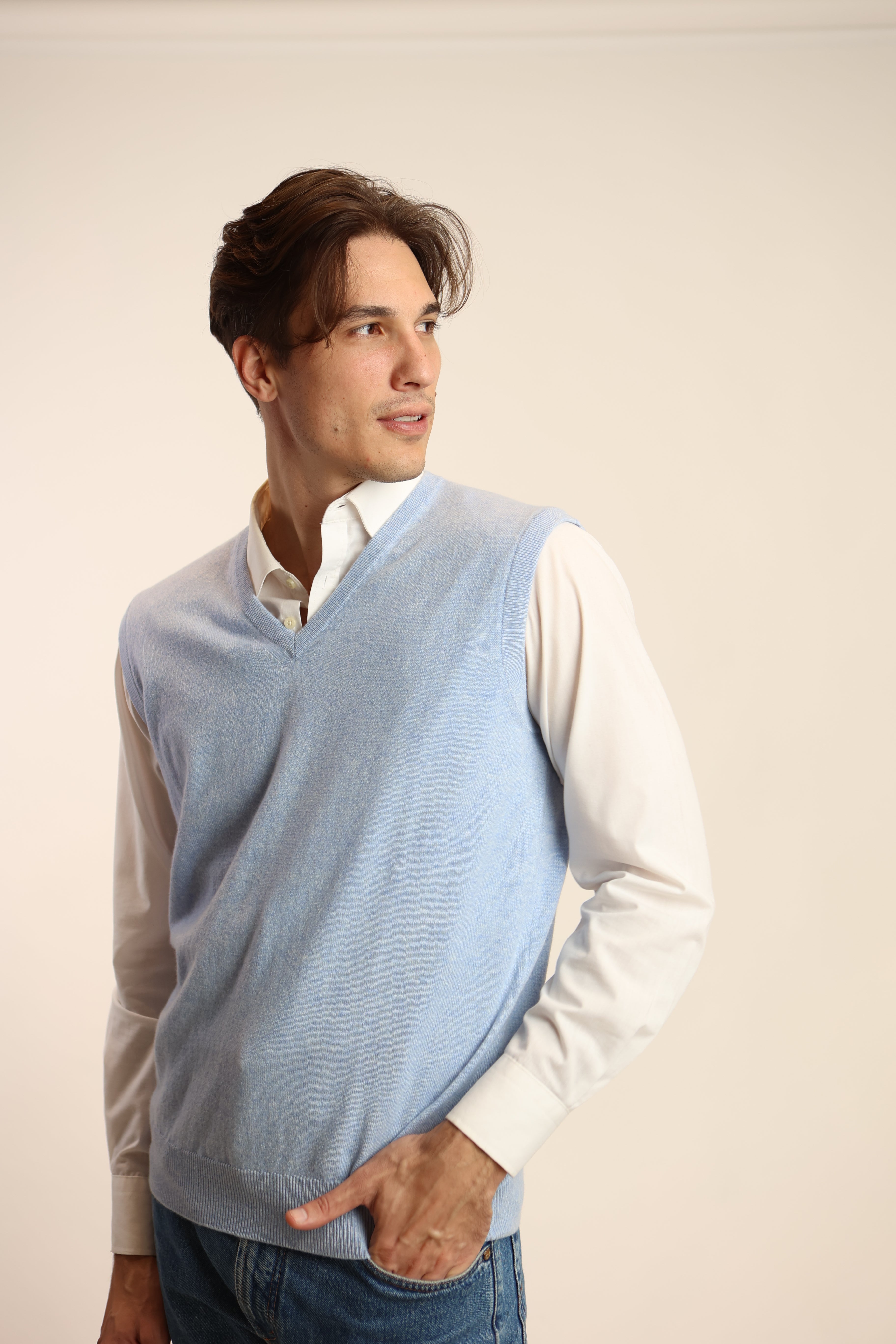 Gilet scollo v in puro cashmere - Altex Cashmere