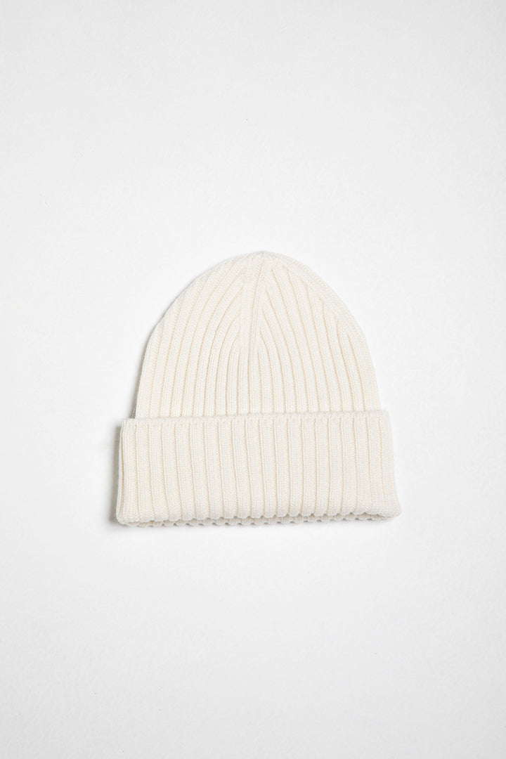 cappello a coste 100% cashmere bianco