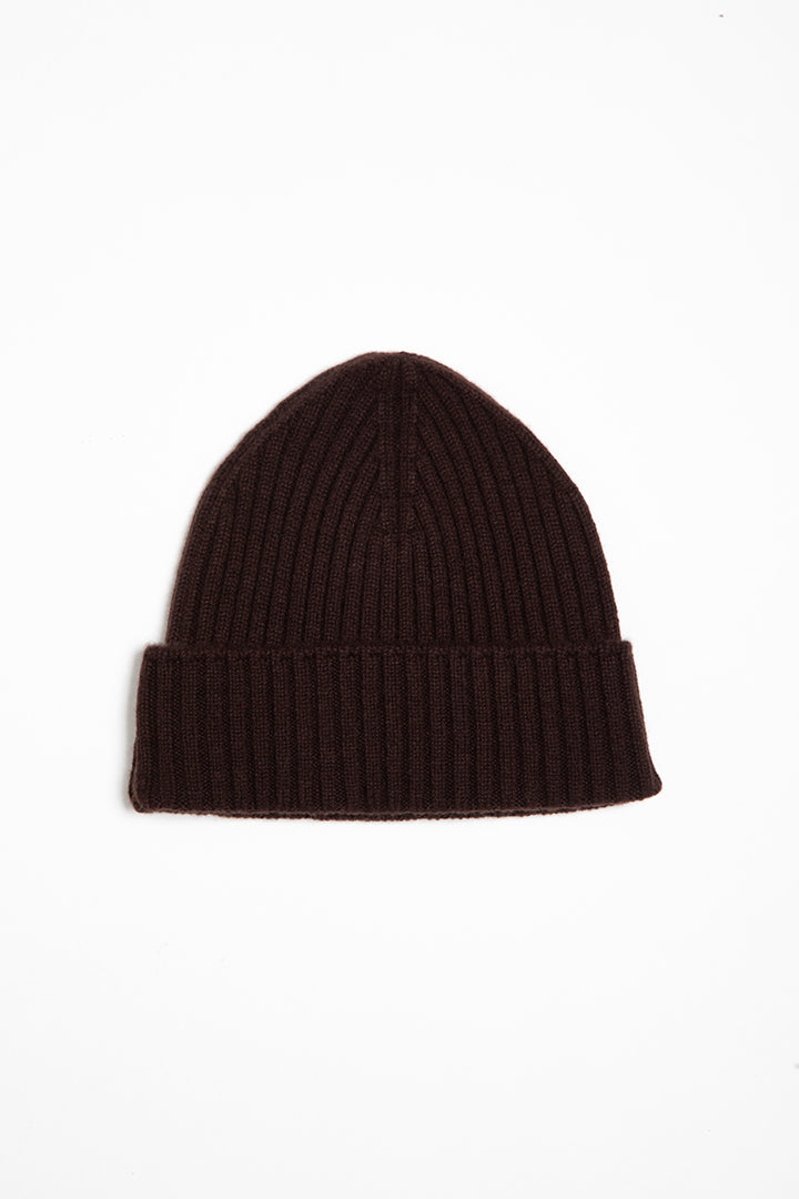 Cappello a coste 100% cashmere colore marrone