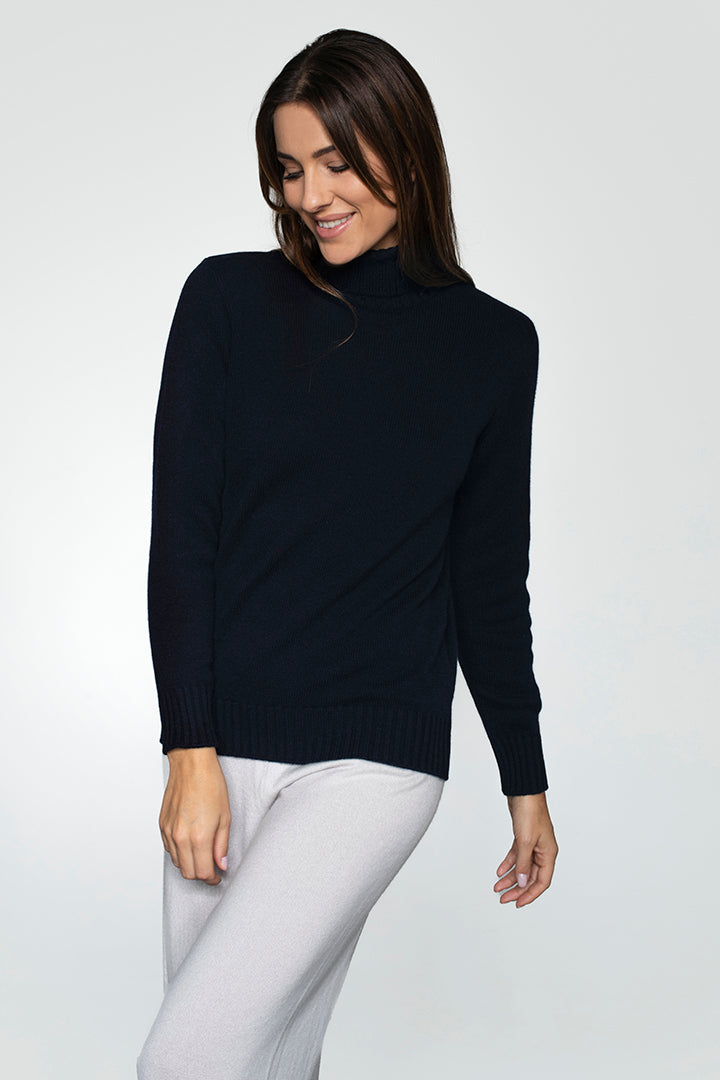 Maglione collo alto doppio filo 100% cashmere - Altex Cashmere