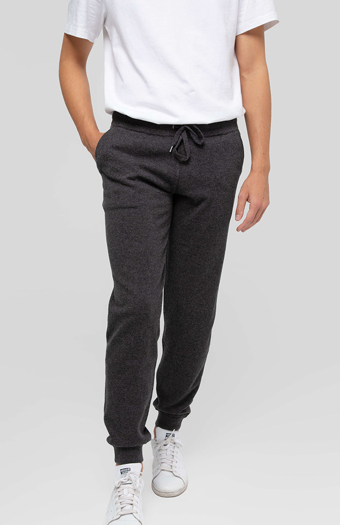 Pantalone tuta da uomo 100% cashmere grigio antracite.