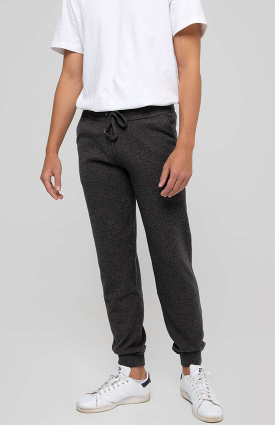 Pantalone sportivo da uomo in puro cashmere colore grigio antracite.