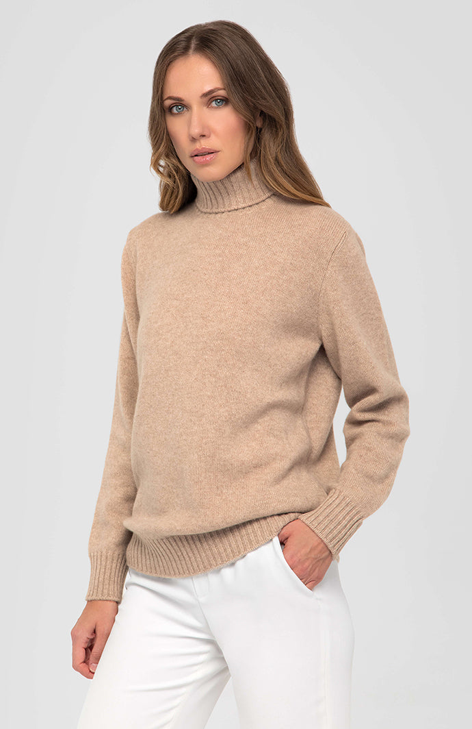 Maglione collo alto doppio filo 100% cashmere - Altex Cashmere
