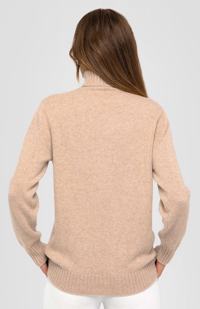 Maglione collo alto doppio filo 100% cashmere - Altex Cashmere