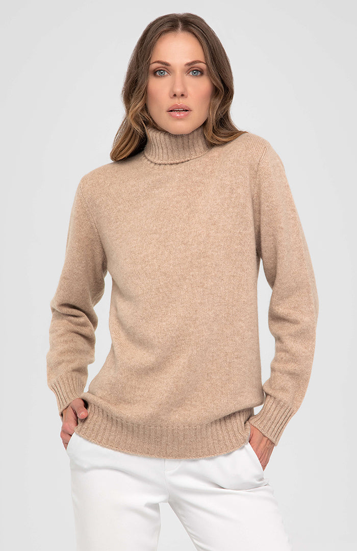 Maglione collo alto doppio filo 100% cashmere - Altex Cashmere