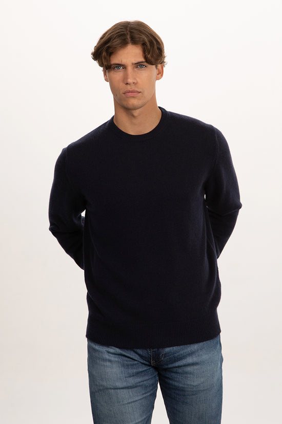 Maglione girocollo doppio filo in puro cashmere