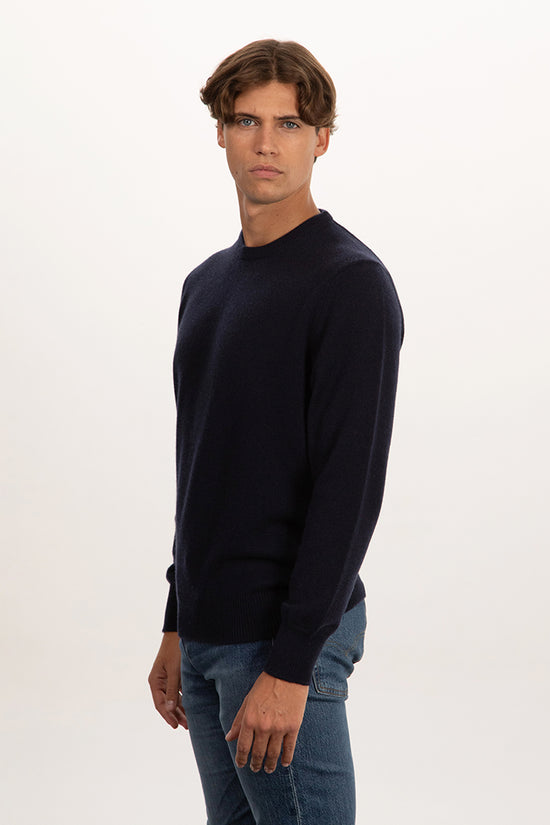 Maglione girocollo doppio filo in puro cashmere