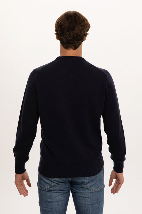 Maglione girocollo doppio filo in puro cashmere