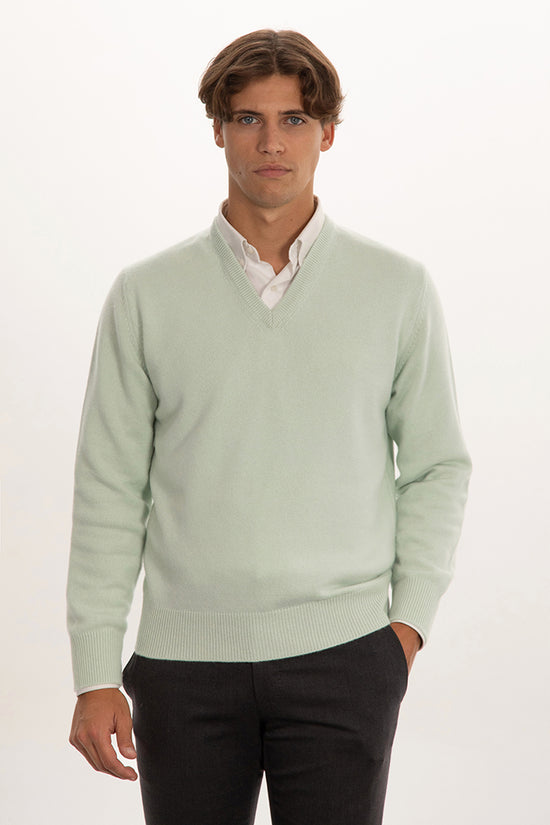 Maglione scollo v doppio filo 100% cashmere - Altex Cashmere