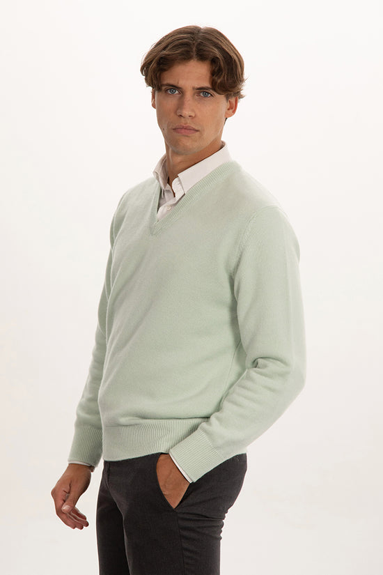 Maglione scollo v doppio filo 100% cashmere - Altex Cashmere