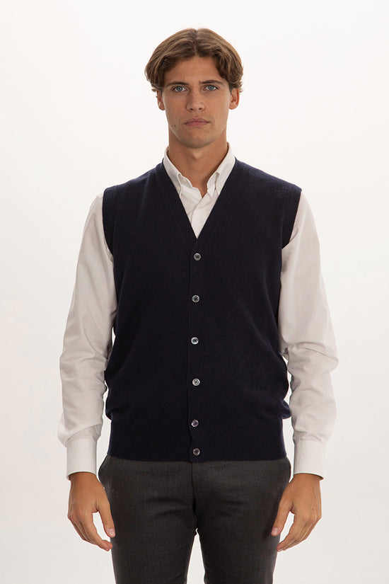 Gilet in puro cashmere con bottoni - Altex Cashmere