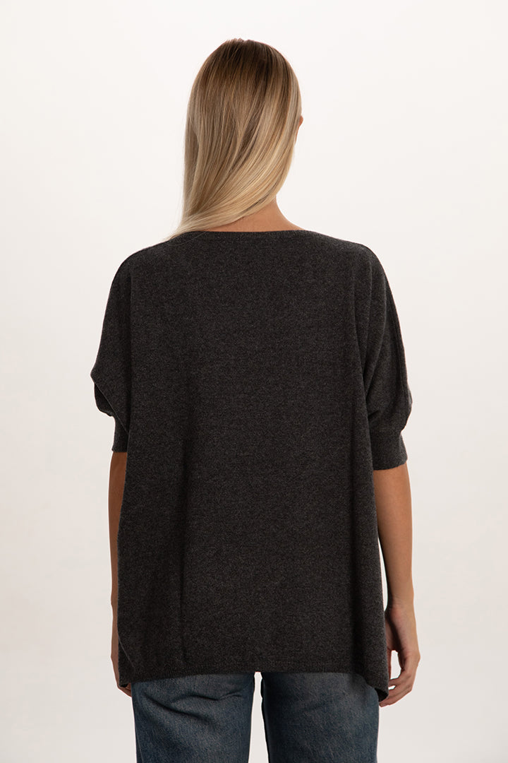 Maxi maglia scollo v manica corta 100% cashmere - Altex Cashmere