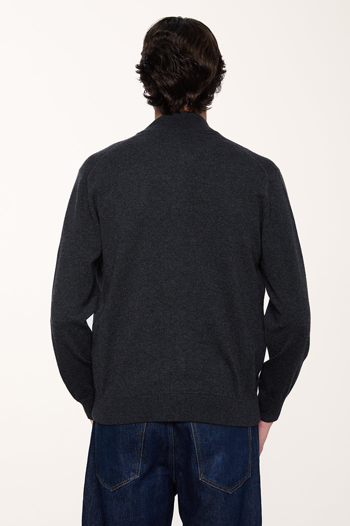 Sukany Cardigan Uomo Con Colletto Alla Coreana - Slim Fit In Mistolana/Cotone/Cashmere Con Tasche, Giacca A Vento Pesante