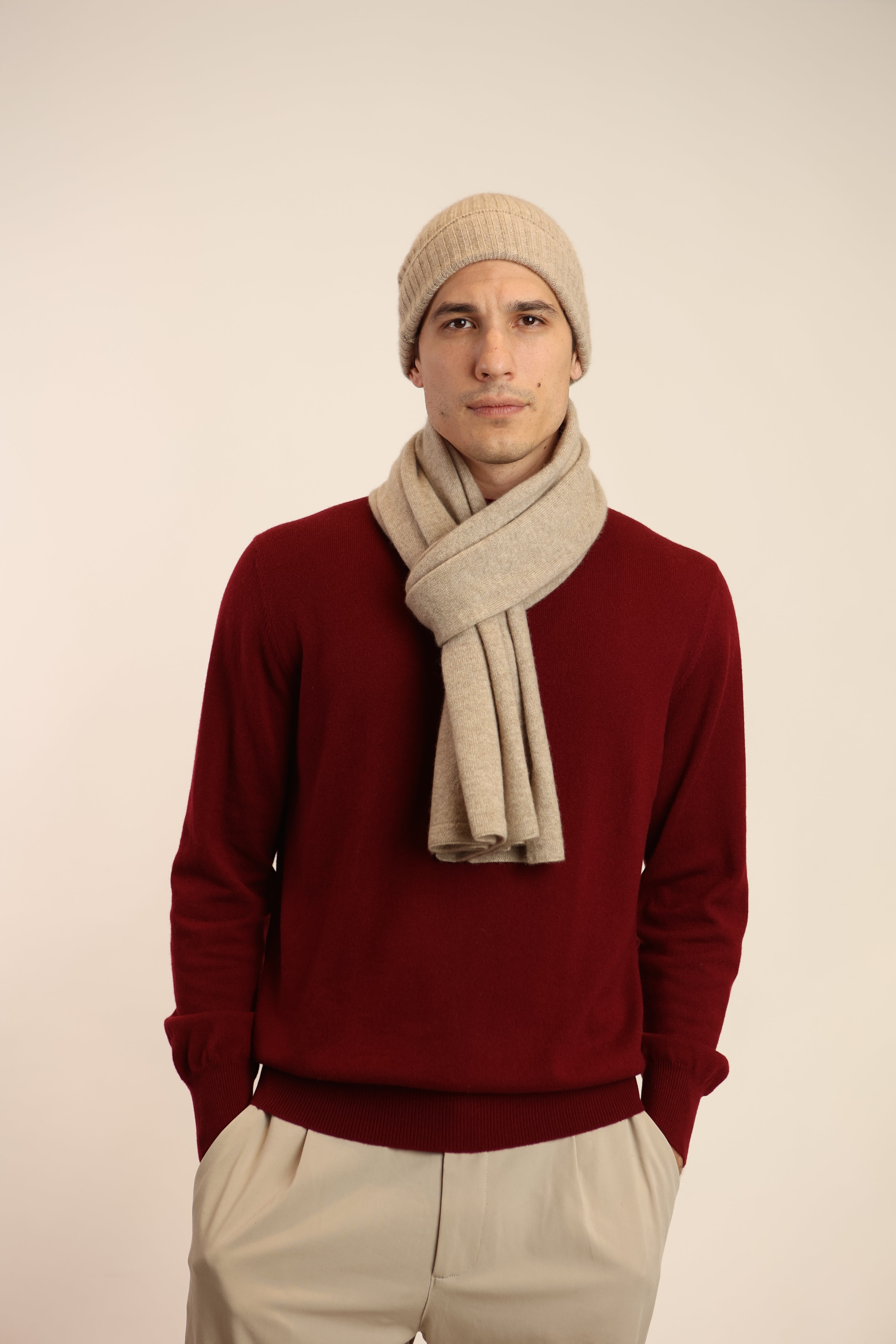 Budermmy Sciarpa Invernale Uomo In Cashmere, Morbida E Calda, 180x30 Cm, Colori: Nero, Blu, Rosso, Marrone