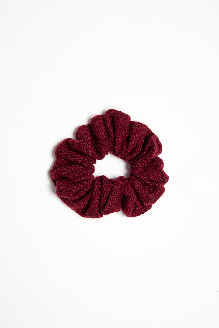Scrunchie morbido in puro cashmere Made in Italy colore bordeaux