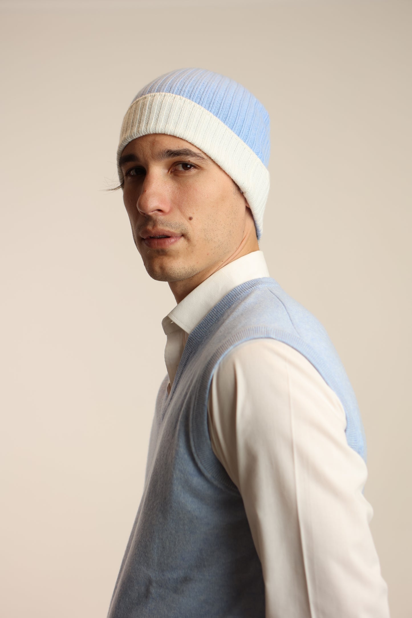 Cappello bicolore a Coste - Altex Cashmere