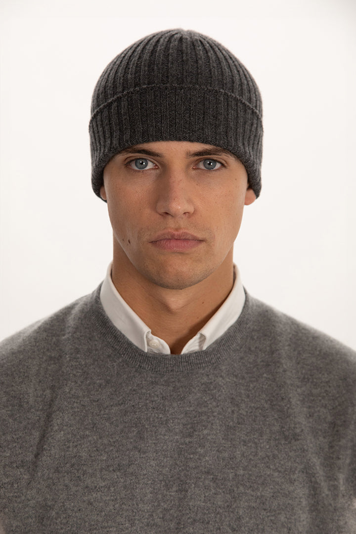 Cappello a coste in puro cashmere - Altex Cashmere