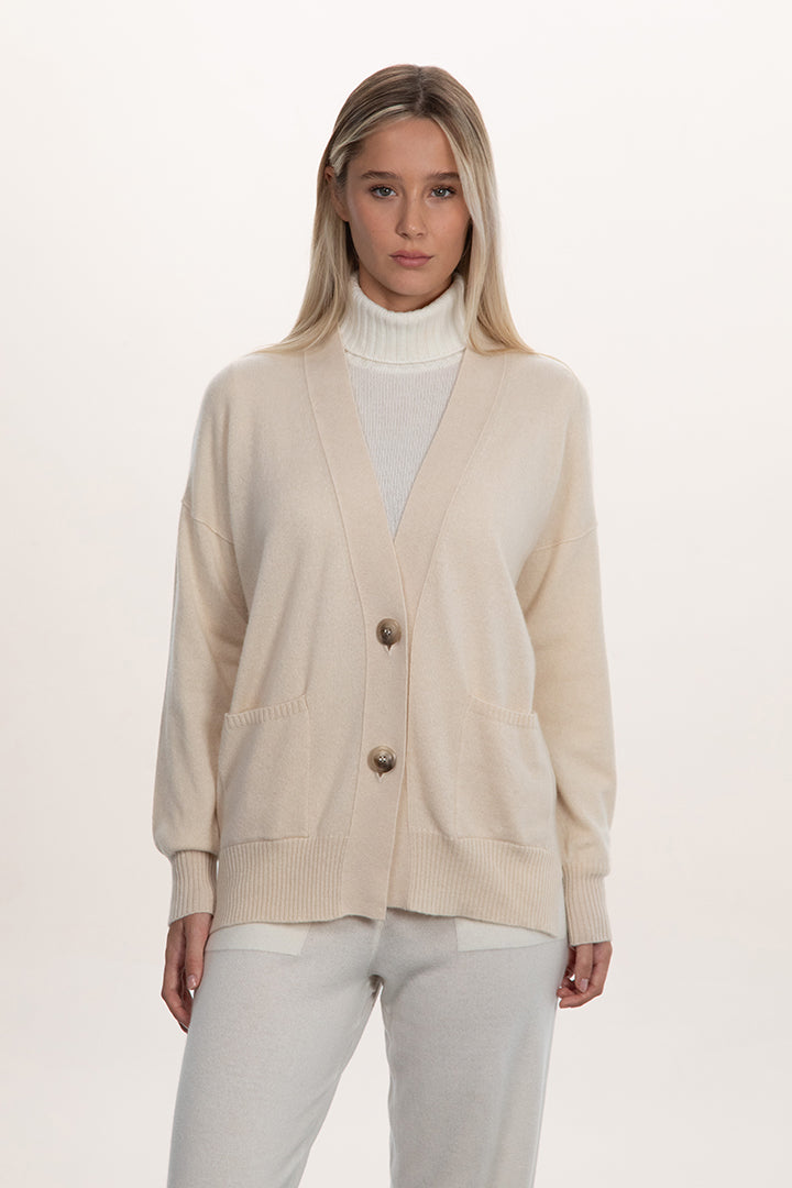 Cardigan scollo a V in puro cashmere - Altex Cashmere