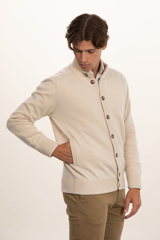 Cardigan doppio filo 100% cashmere con bottoni - Altex Cashmere