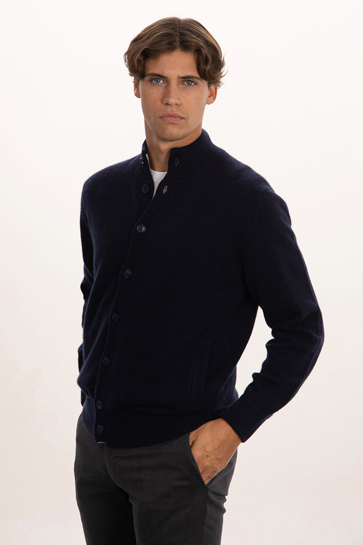 Cardigan doppio filo 100% cashmere con bottoni - Altex Cashmere