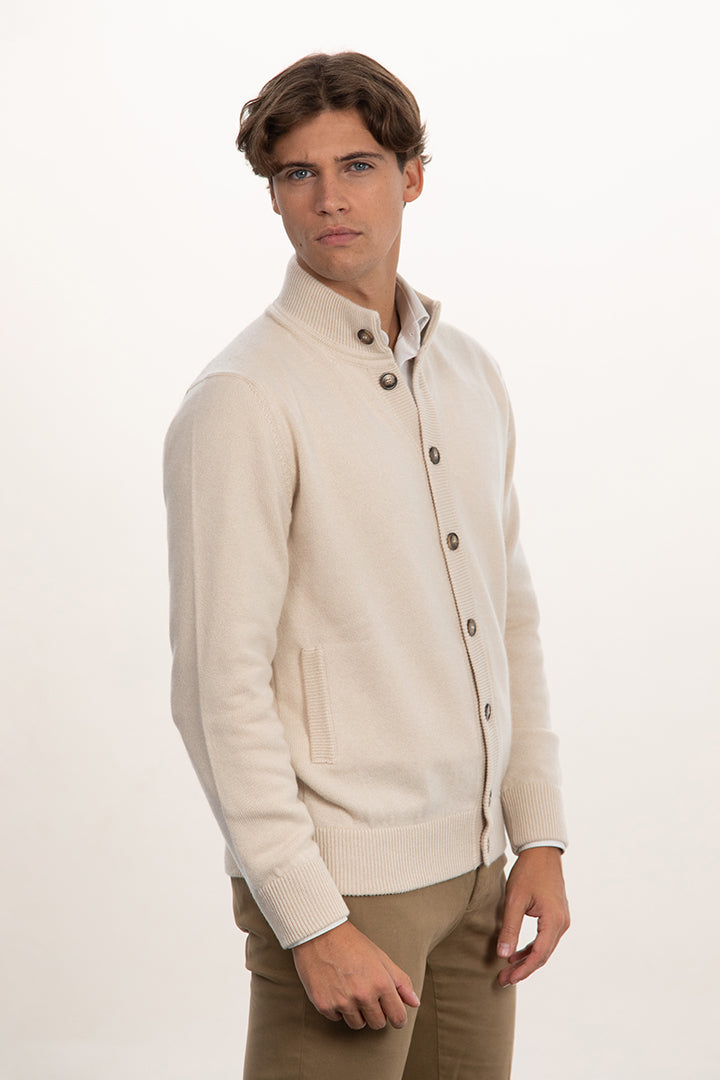 Cardigan doppio filo 100% cashmere con bottoni - Altex Cashmere