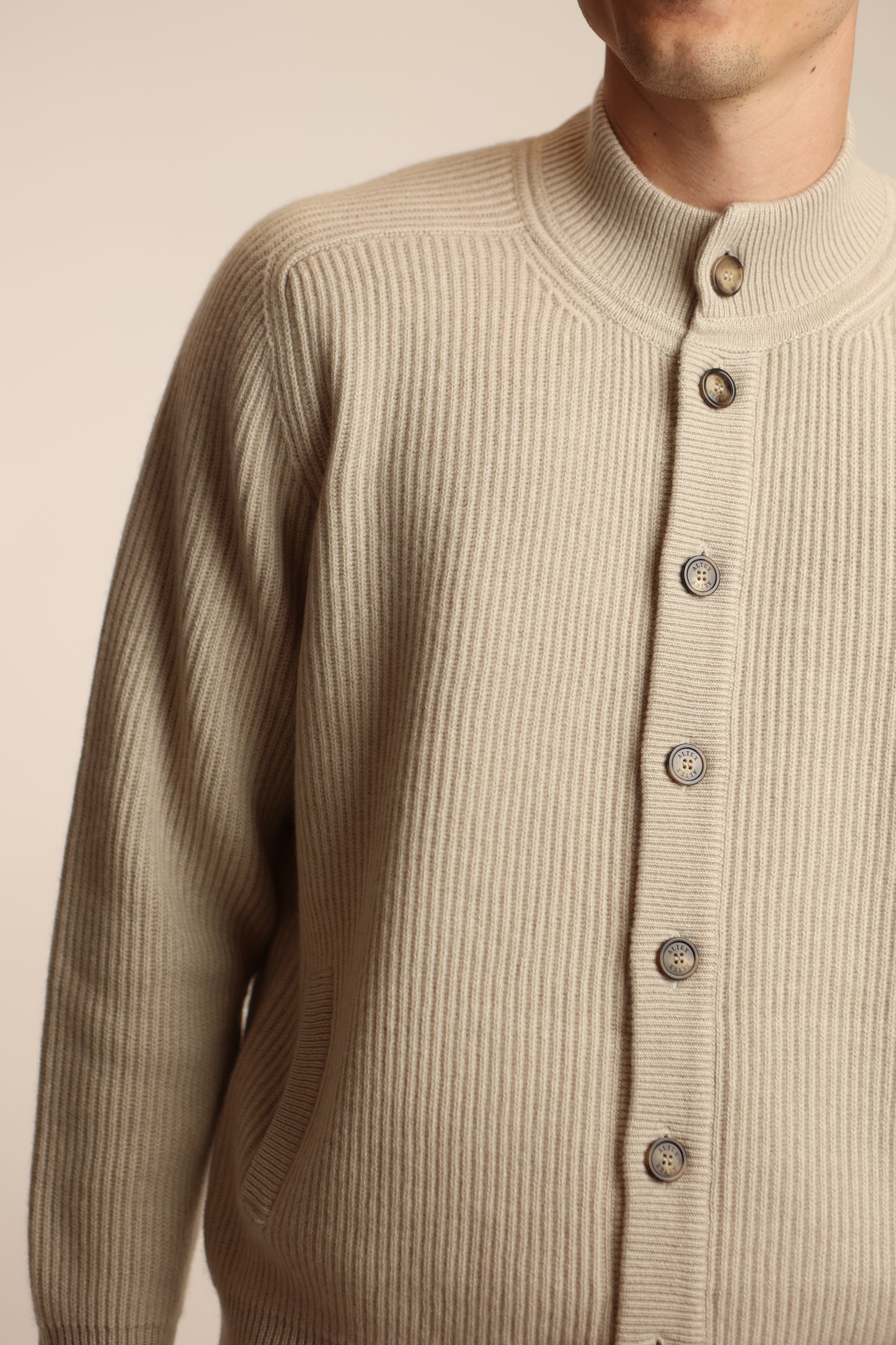 Cardigan maglia inglese 100% cashmere con bottoni - Altex Cashmere