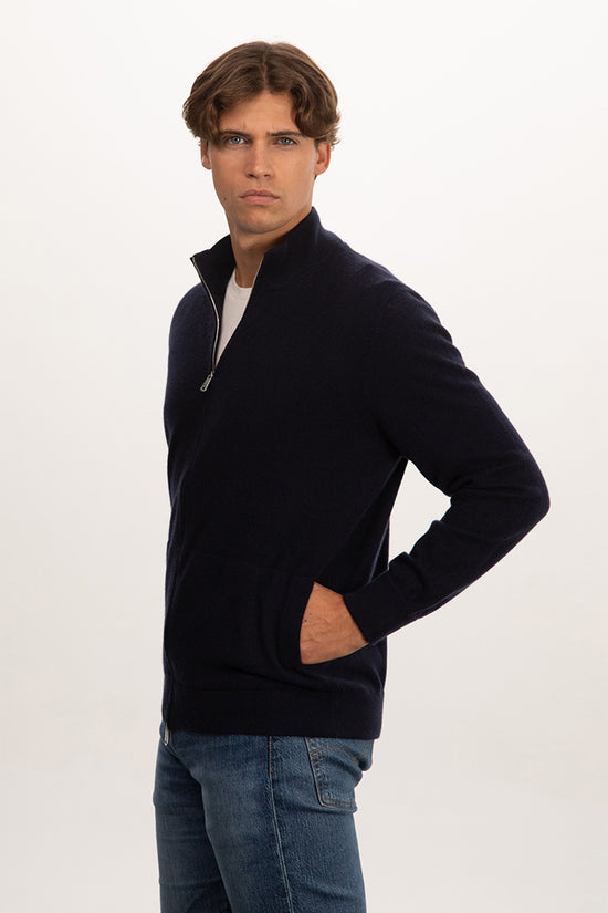 Cardigan con zip e tasche puro cashmere - Altex Cashmere