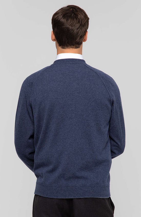 Retro maglione girocollo raglan 100% cashmere, colore carta da zucchero.