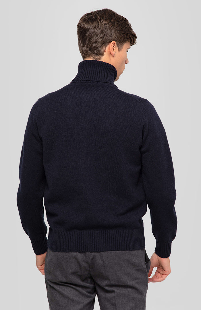 Retro maglione a collo alto 100% cashmere da uomo.