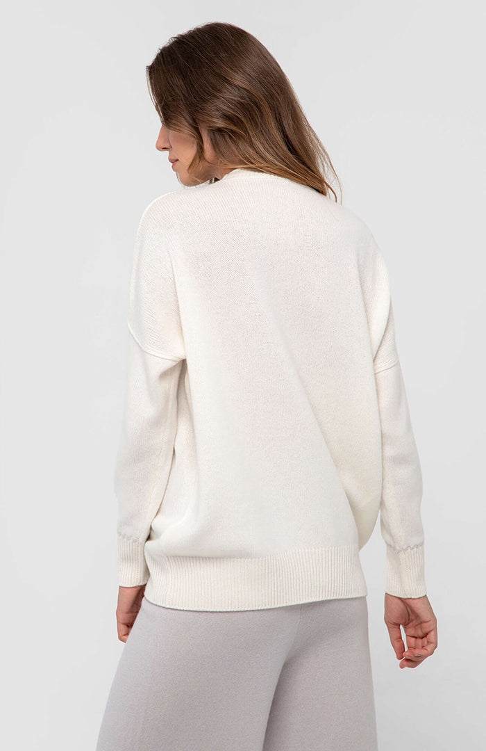 Retro maglione con spalla scesa in soffice cashmere per i look invernali.